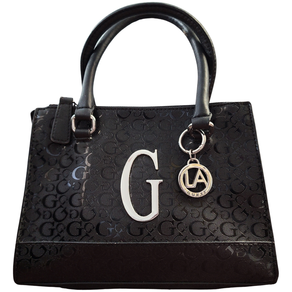 Guess Black Logo Satchel with Charm